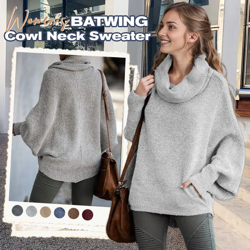 🎉HOT SALE💖Women's Batwing Cowl Neck Sweater with Pockets		