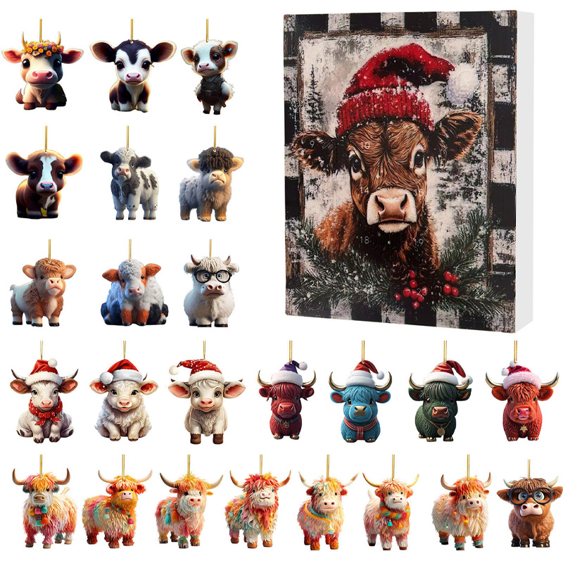 Advent Calendar with Highland Cow Design