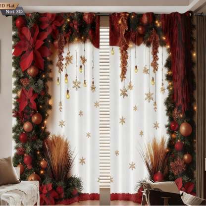 🎅Xmas Sale - 50% OFF🎄Christmas Window Curtains 2-Piece Set for Home Decor