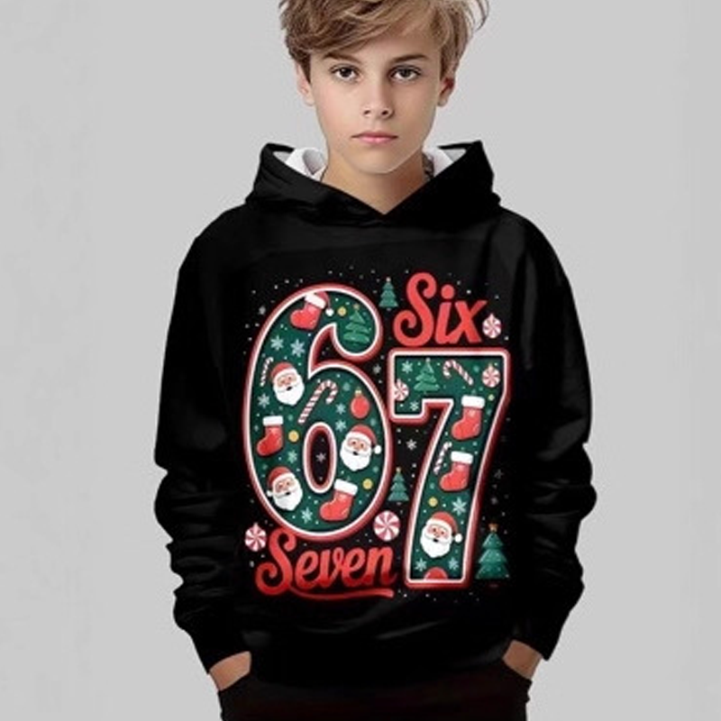 🎅2025 Christmas Sale 50% OFF🎄Kids' "67" Graphic Christmas Pullover Hoodies👕❄️