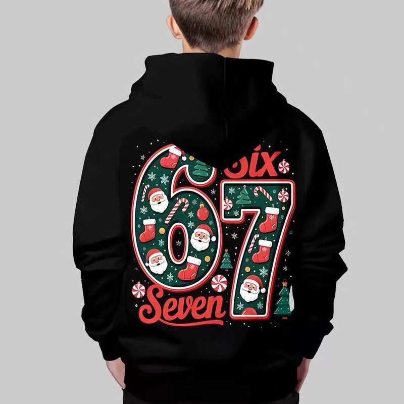 🎅2025 Christmas Sale 50% OFF🎄Kids' "67" Graphic Christmas Pullover Hoodies👕❄️