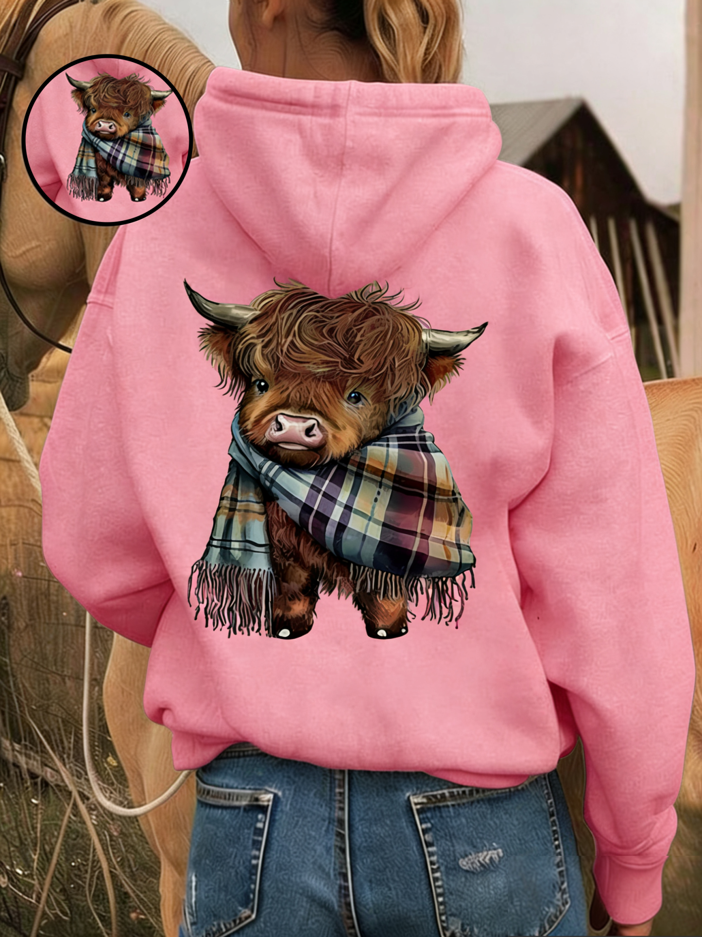 💖CHRISTMAS SALE 50% OFF!!🎁Cute Highland Cow Cozy Fleece-Lined Hooded Sweatshirt🦬