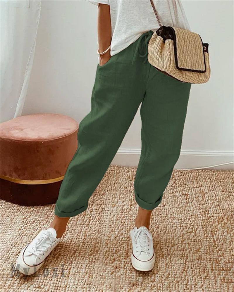 Casual Cotton and Linen Pants for Women