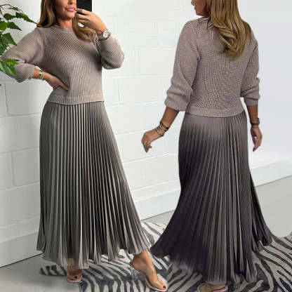 💕Limited Time 59% Off💕Women's Long Sleeve Jumper & Pleated Bottom Dress