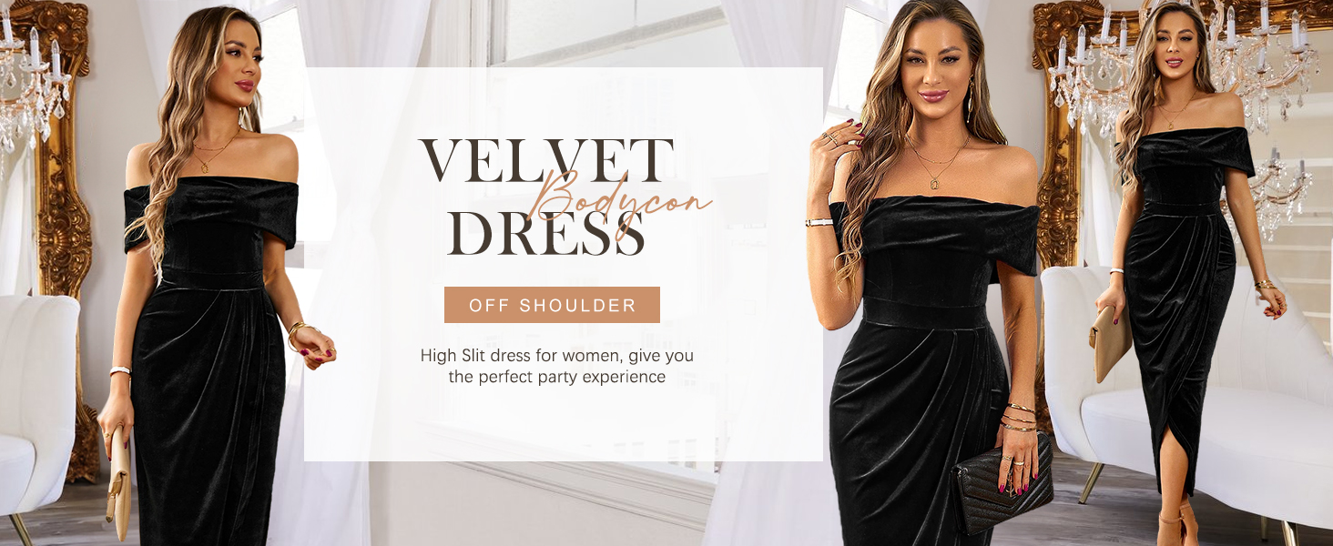 Off The Shoulder Vintage Velvet Dress