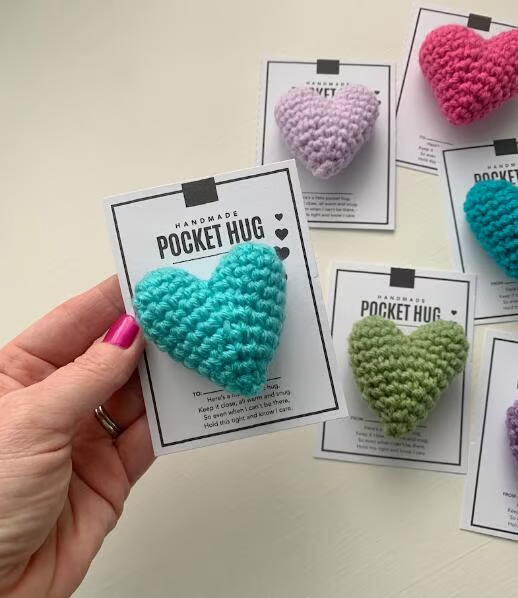 💖Pocket Hug, Crocheted Heart, Small Gift, Handmade✨