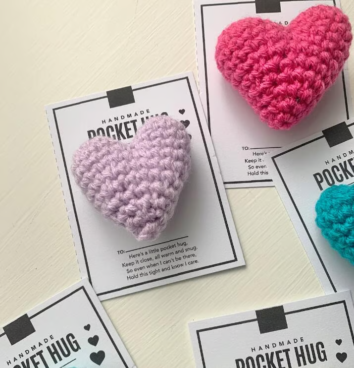 💖Pocket Hug, Crocheted Heart, Small Gift, Handmade✨