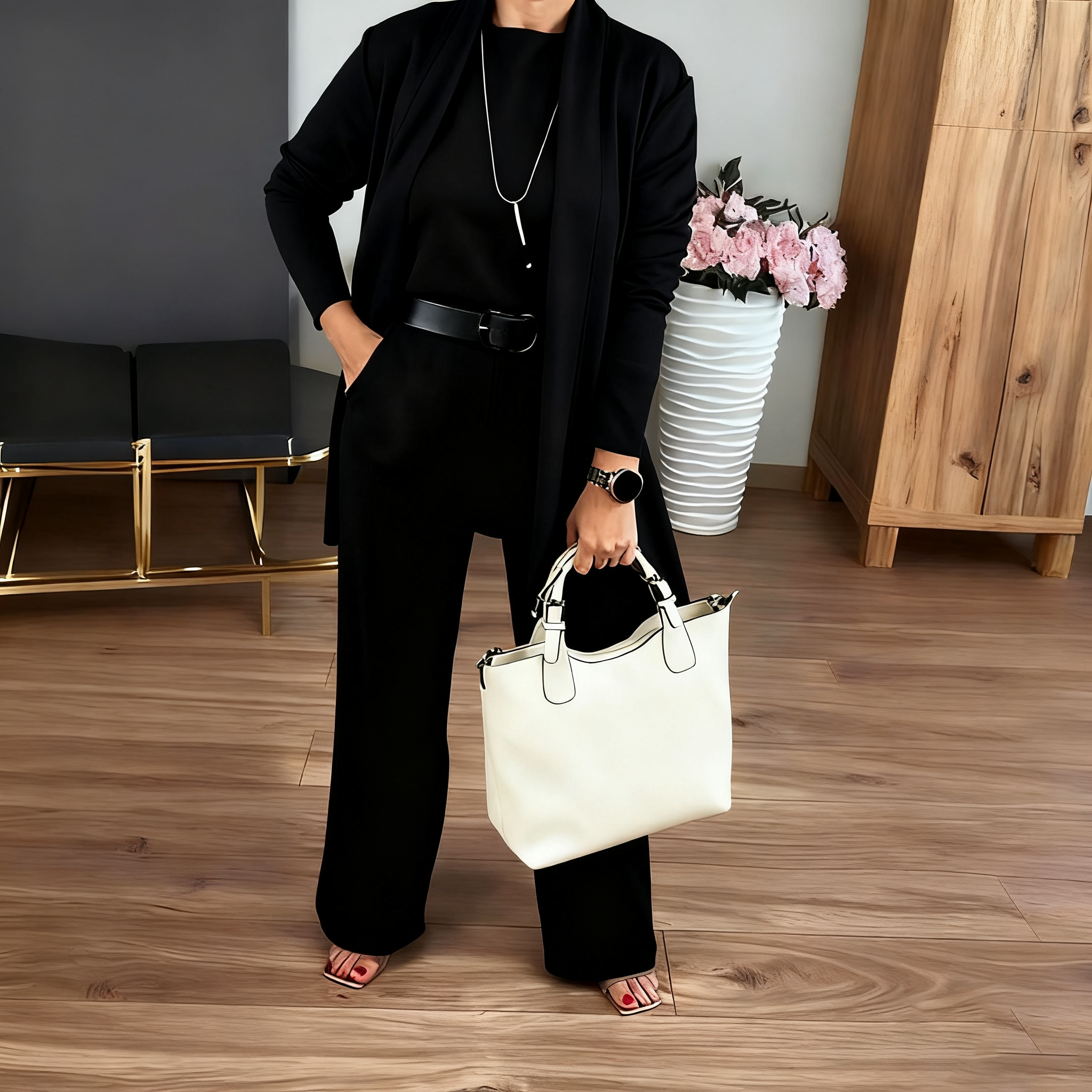 🍂Autumn New Arrivals - 70% Off💥Elegant Longline Cardigan & Top & Pants 3-Pieces Set