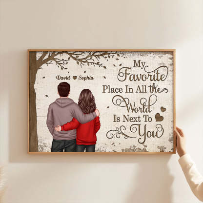 💖Favorite Place In The World Couple Back View - Personalized Poster - Anniversary Gift For Him/Her🥰