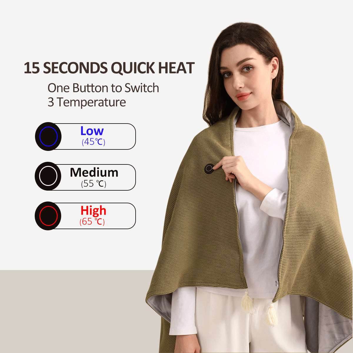 🔥Christmas Sale 70% OFF❄️Portable Soft Zipper Electric Heated Blanket Shawl☀️Warm the entire winter