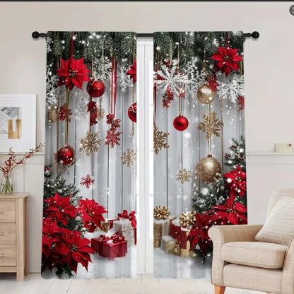 🎅Xmas Sale - 50% OFF🎄Christmas Window Curtains 2-Piece Set for Home Decor