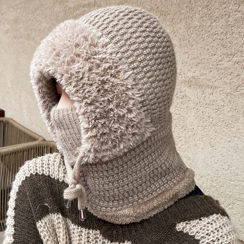 Women's Winter One-Piece Knitted Beanie Scarf Mask