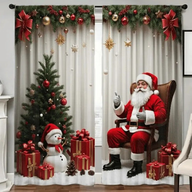 🎅Xmas Sale - 50% OFF🎄Christmas Window Curtains 2-Piece Set for Home Decor