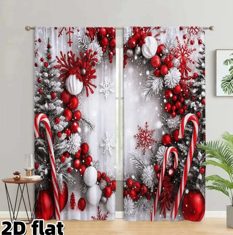 🎅Xmas Sale - 50% OFF🎄Christmas Window Curtains 2-Piece Set for Home Decor