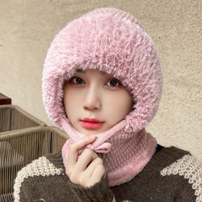 Women's Winter One-Piece Knitted Beanie Scarf Mask