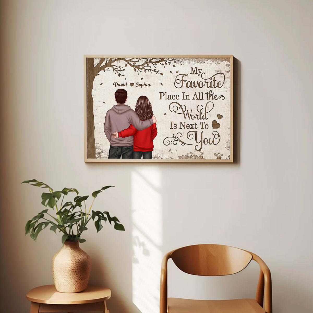 💖Favorite Place In The World Couple Back View - Personalized Poster - Anniversary Gift For Him/Her🥰