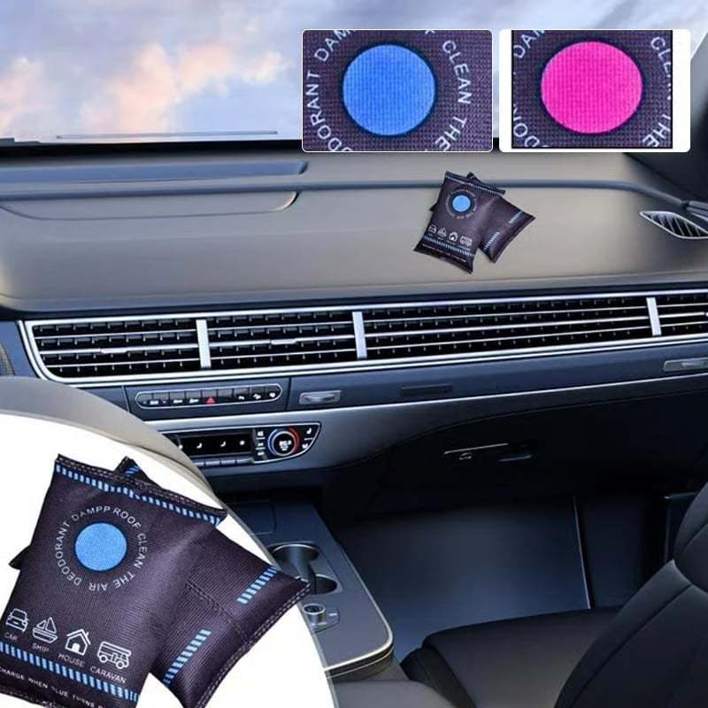 ❄️ BUY 2 GET 3! 🌬️ REUSABLE DEHUMIDIFIER BAG - Color-Changing Indicator, High-Capacity Moisture Absorption for Closet, Car and Basement 🚗👕