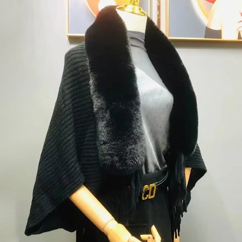 🔥Hot Sale 50% OFF🔥Fashion Thick Fur Collar Shawl Cloak