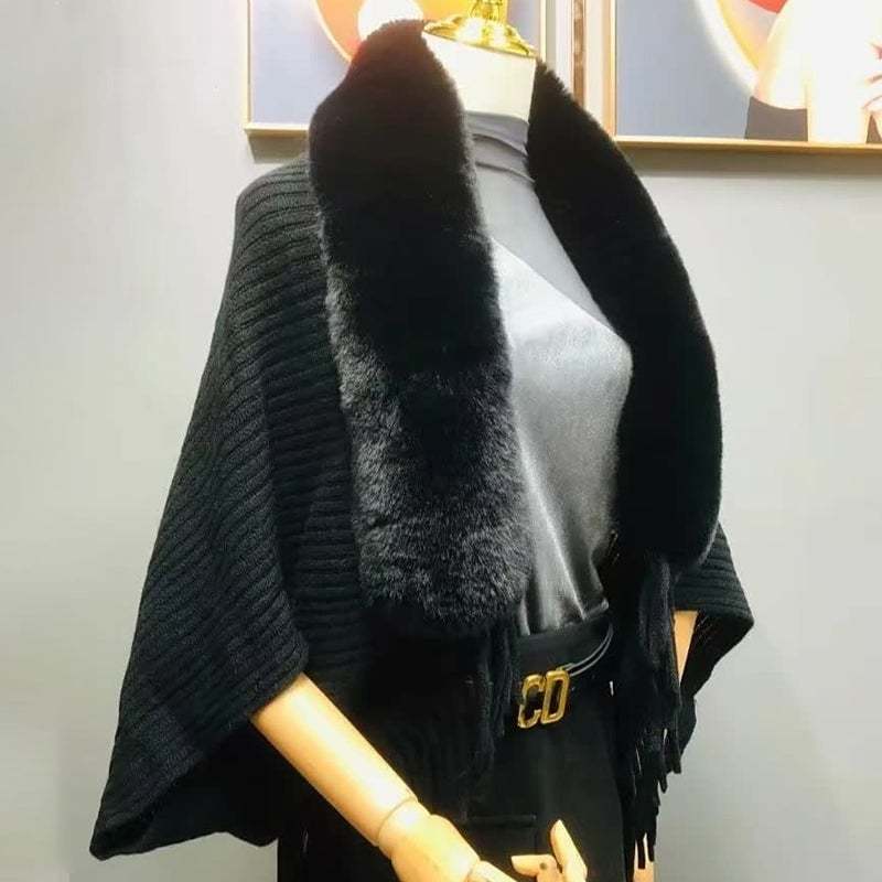 🔥Hot Sale 50% OFF🔥Fashion Thick Fur Collar Shawl Cloak