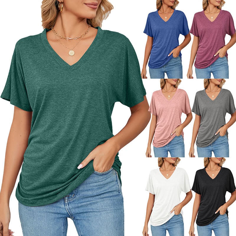 💕Summer Hot Sale 50% OFF🌷🔥Women's V Neck Dolman Tops with Side Shirring