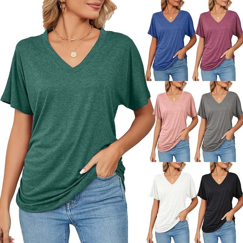💕Summer Hot Sale 50% OFF🌷🔥Women's V Neck Dolman Tops with Side Shirring