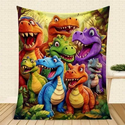 🦖Artistic Print Flannel Throw Blanket