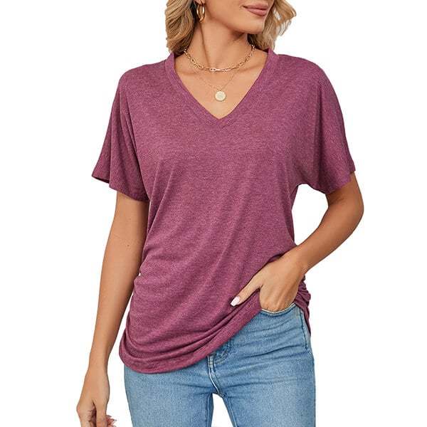 💕Summer Hot Sale 50% OFF🌷🔥Women's V Neck Dolman Tops with Side Shirring