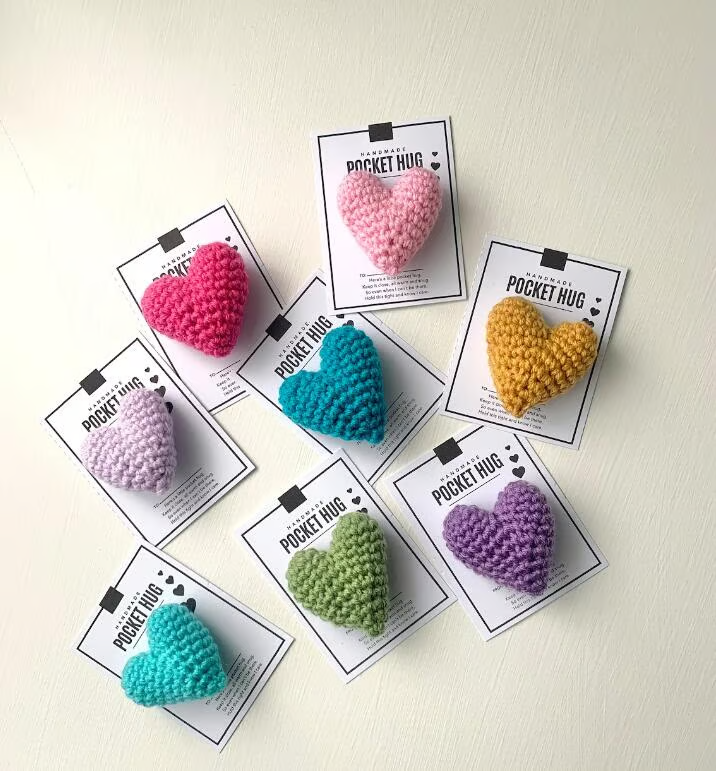 💖Pocket Hug, Crocheted Heart, Small Gift, Handmade✨