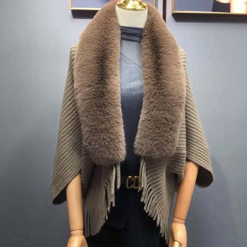 🔥Hot Sale 50% OFF🔥Fashion Thick Fur Collar Shawl Cloak