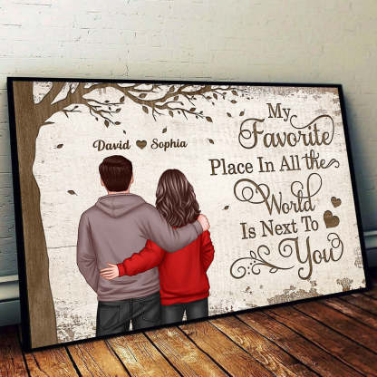 💖Favorite Place In The World Couple Back View - Personalized Poster - Anniversary Gift For Him/Her🥰