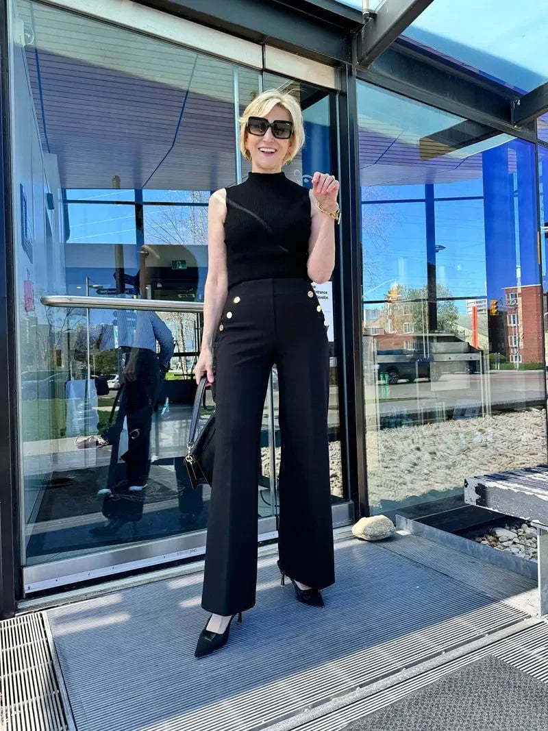 🥰HOT SALE 50% OFF🥰Tummy Control Button Wide Leg Pants