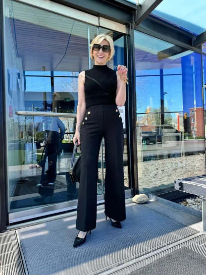 🥰HOT SALE 50% OFF🥰Tummy Control Button Wide Leg Pants