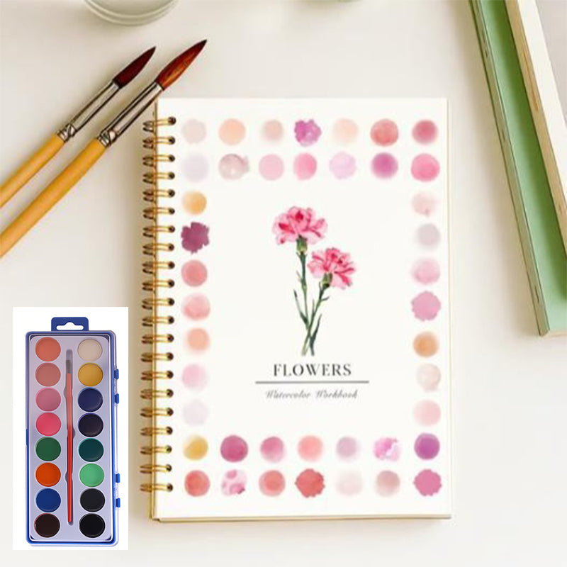 Watercolor Workbook for Beginners with 16 Colors Paint