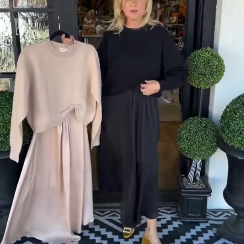 🍂Women's Elegant 2-Piece Set: Twist-Knot Top & Maxi Dress