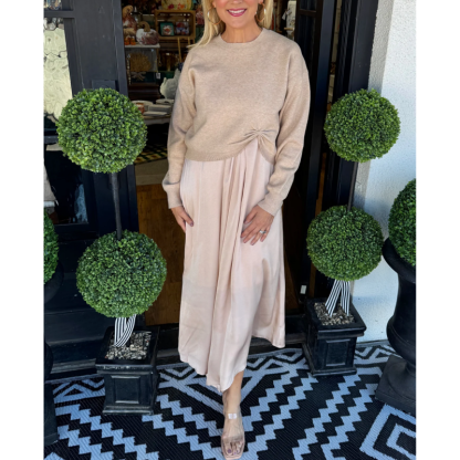 🍂Women's Elegant 2-Piece Set: Twist-Knot Top & Maxi Dress