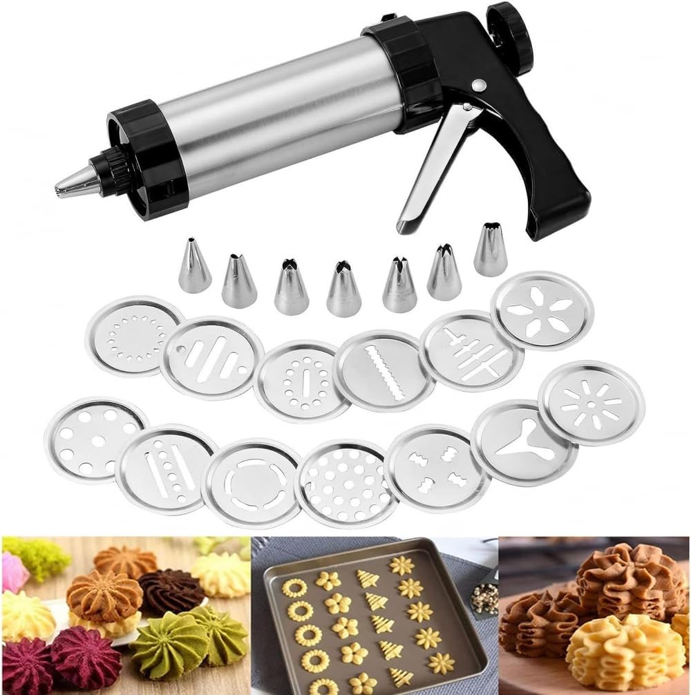 🔥HOT SALE 50% OFF🔥Stainless Steel Cookie Pres with 13 Discs & 8 Nozzles