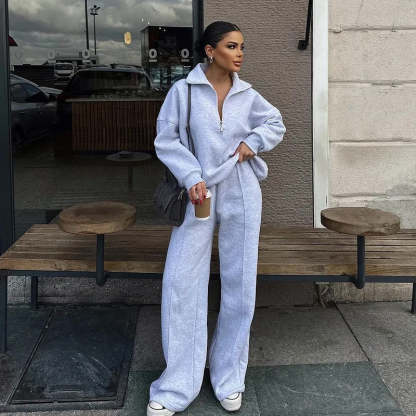 🔥Women's Casual Half-Zip Pullover and Pants Set