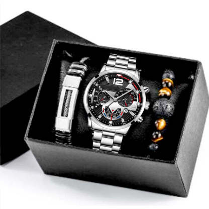 Men's 3-in-1 Watch & Bracelet Gift Set