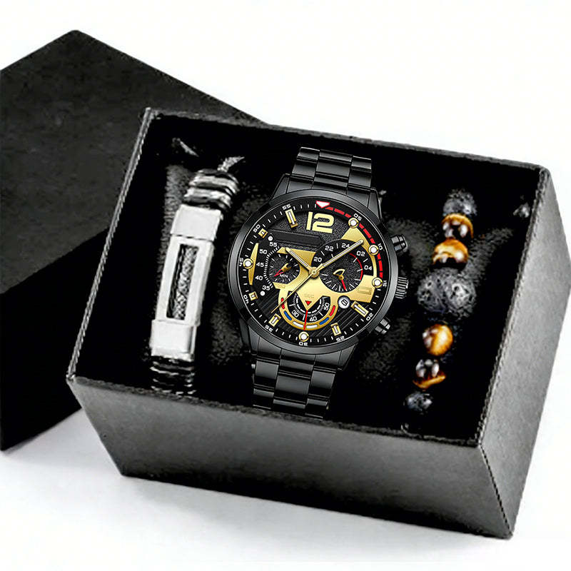 Men's 3-in-1 Watch & Bracelet Gift Set