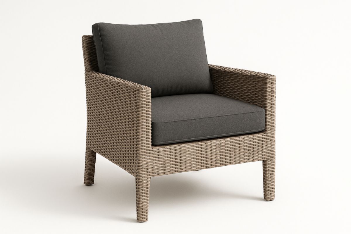 Tuinstoel Wicker met Kussens Grijs 75cm x 80cm x 85cm-Cosyeterna