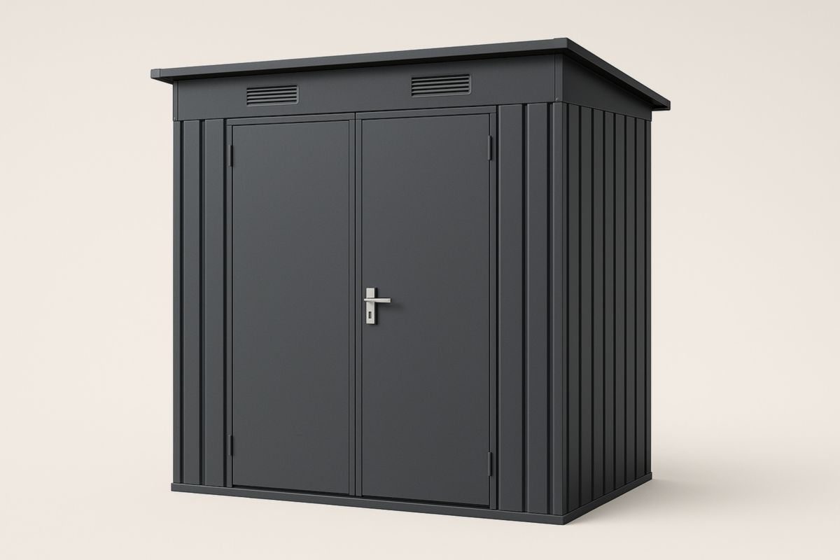 Metalen Tuinhuis Dubbele Deur Antraciet 210x180x182cm-Cosyeterna