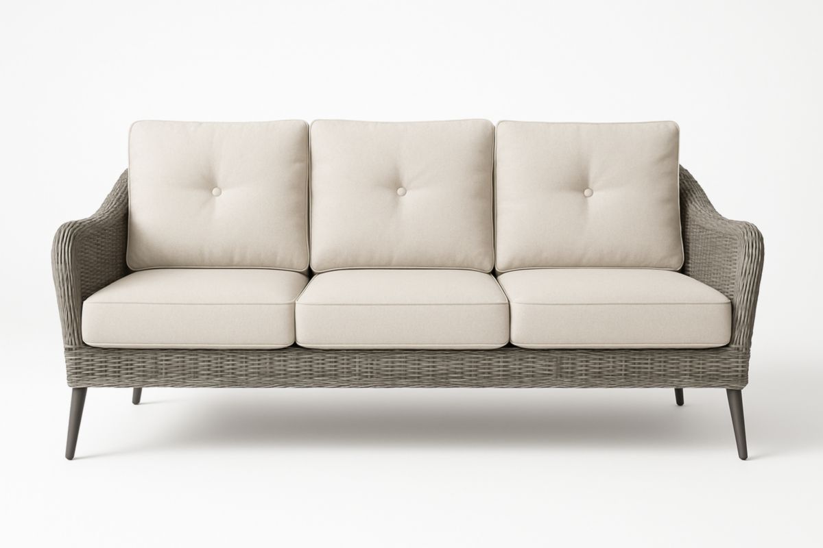 3-zits Wicker Bank Beige Kussens Polyester Rotan 200x80x85 cm-Cosyeterna