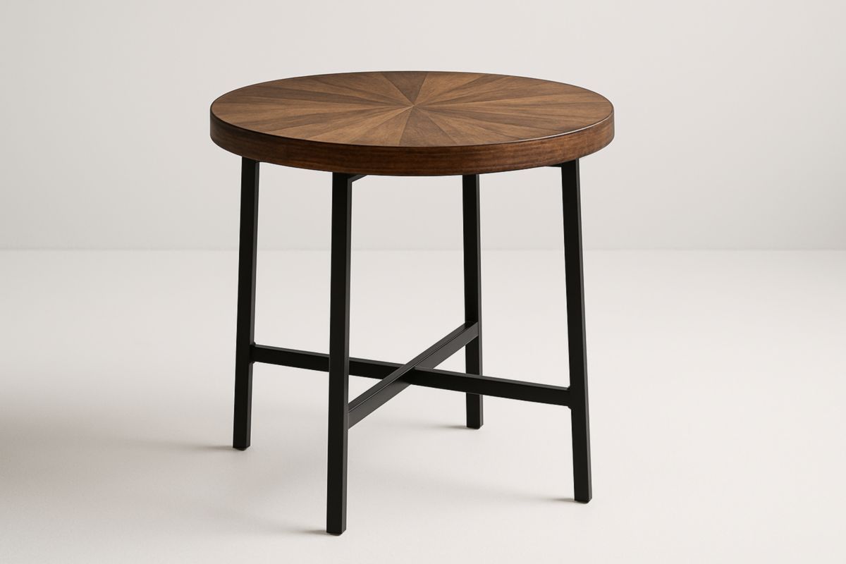 Ronde Bijzettafel Houtfineer Metaal Ø50cm-Cosyeterna