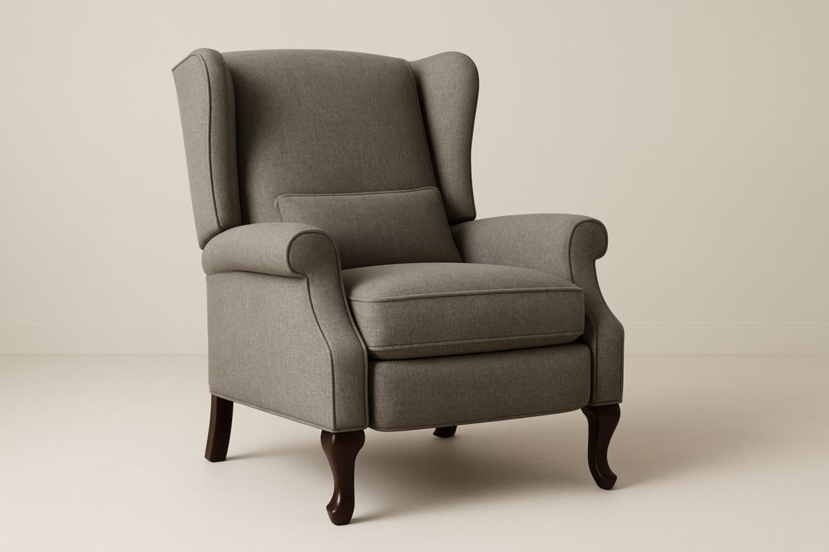 Grijs Oorfauteuil Linnen Stof Met Massief Houten Poten 105 cm-Cosyeterna