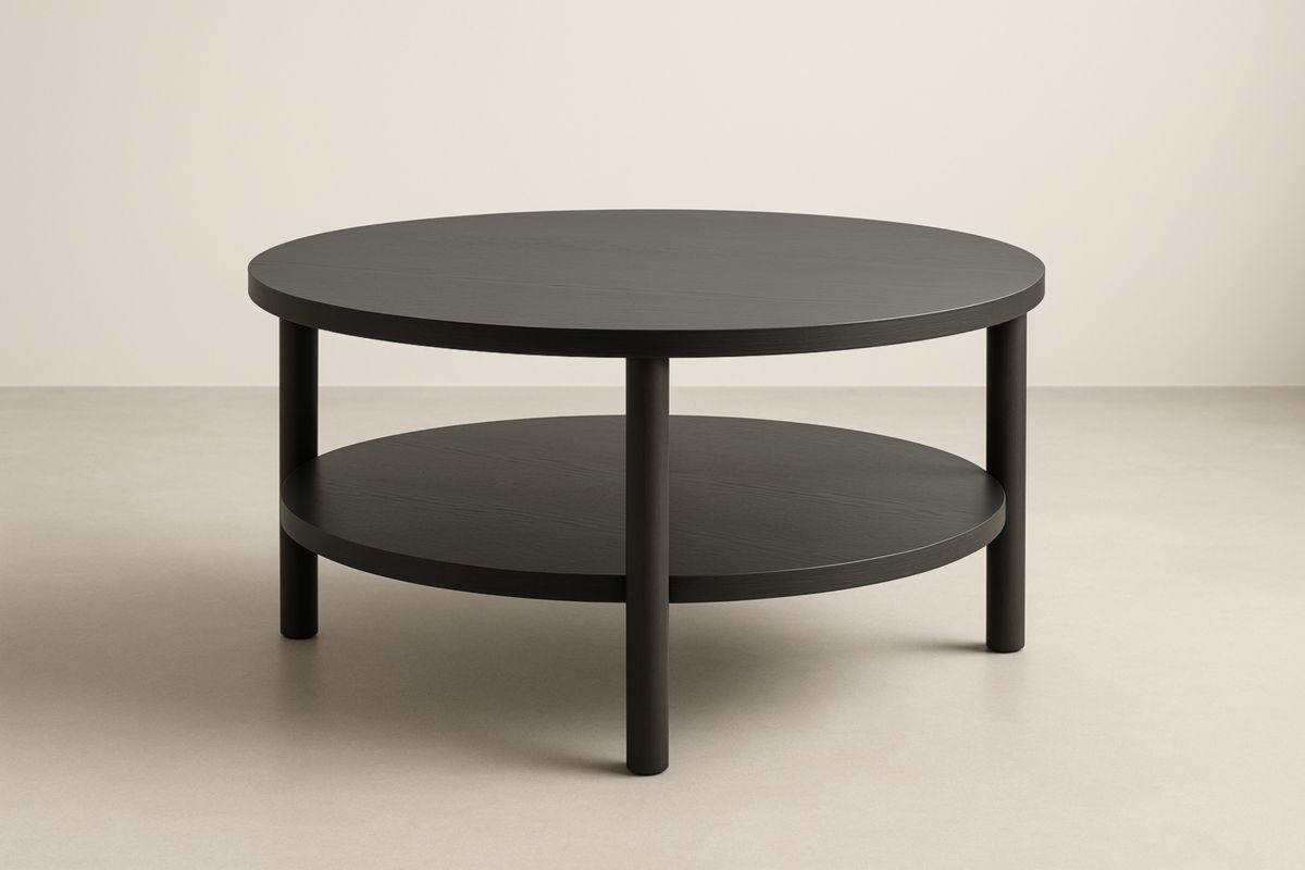 Ronde Salontafel Hout Zwart Diameter 80cm Hoogte 45cm-Cosyeterna