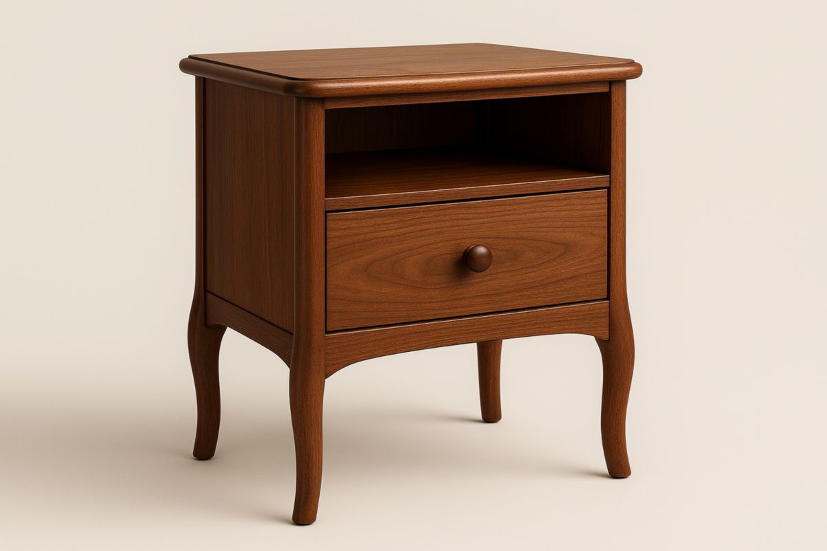 Nachtkastje van walnoot Eén Lade Open Opbergruimte Bruin-Cosyeterna