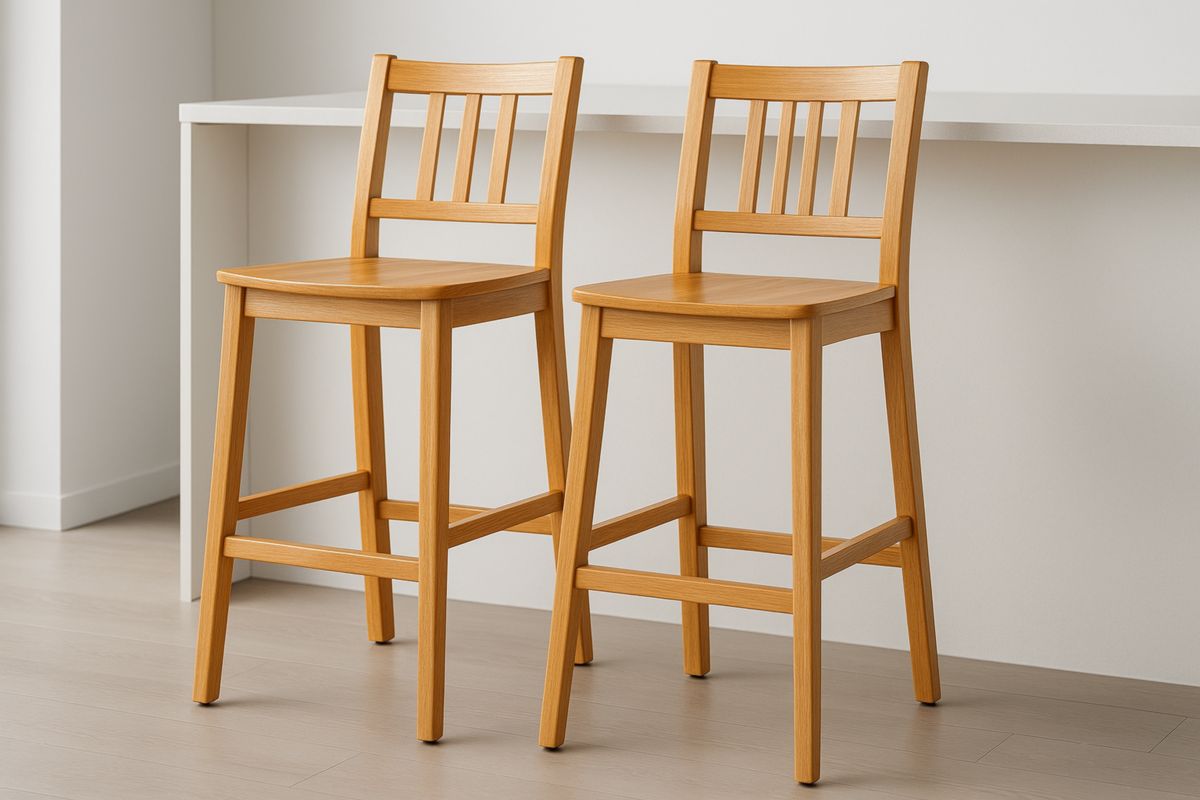 Set van 2 barkrukken massief beukenhout 104cm naturel-Cosyeterna