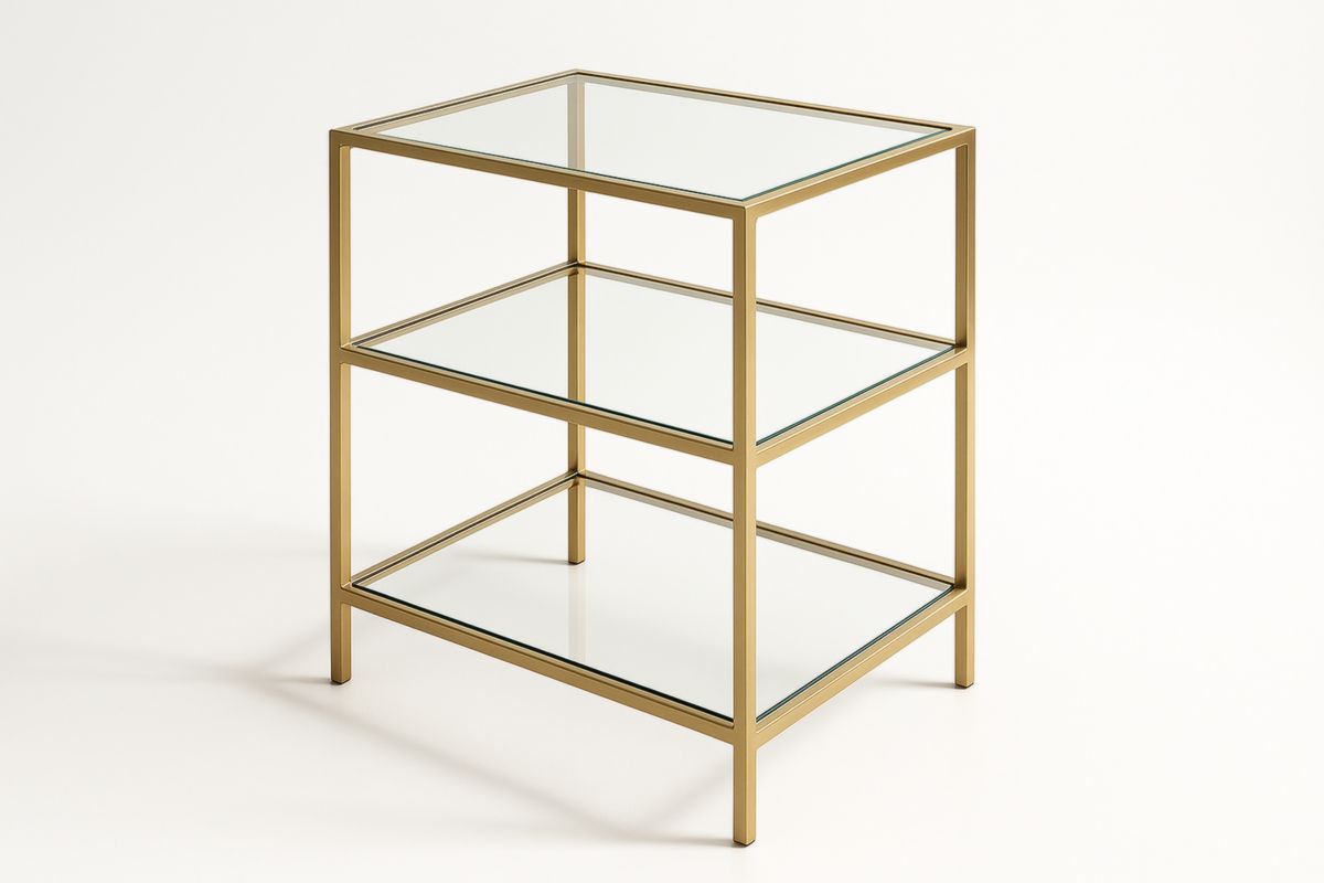 Glazen Bijzettafel met Gouden Frame 3 Lagen 50x40x60 cm-Cosyeterna