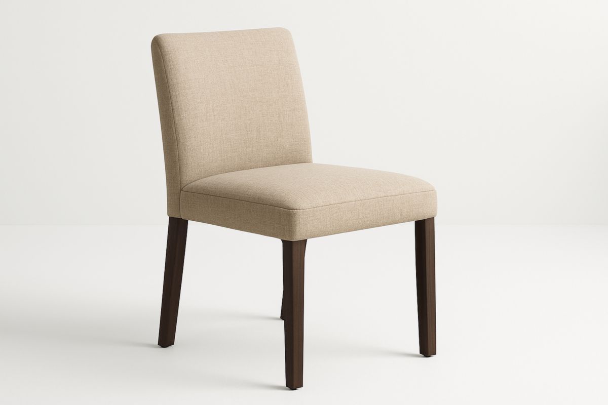 Beige Eetkamerstoel Linnenstof Houten Poten 85cm-Cosyeterna