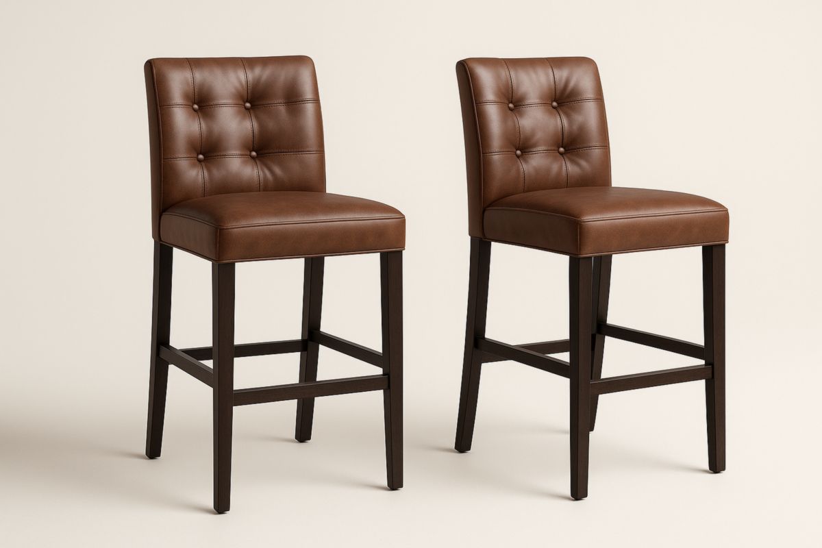 Set van 2 barkrukken kunstleer bruin vierkant 102cm-Cosyeterna